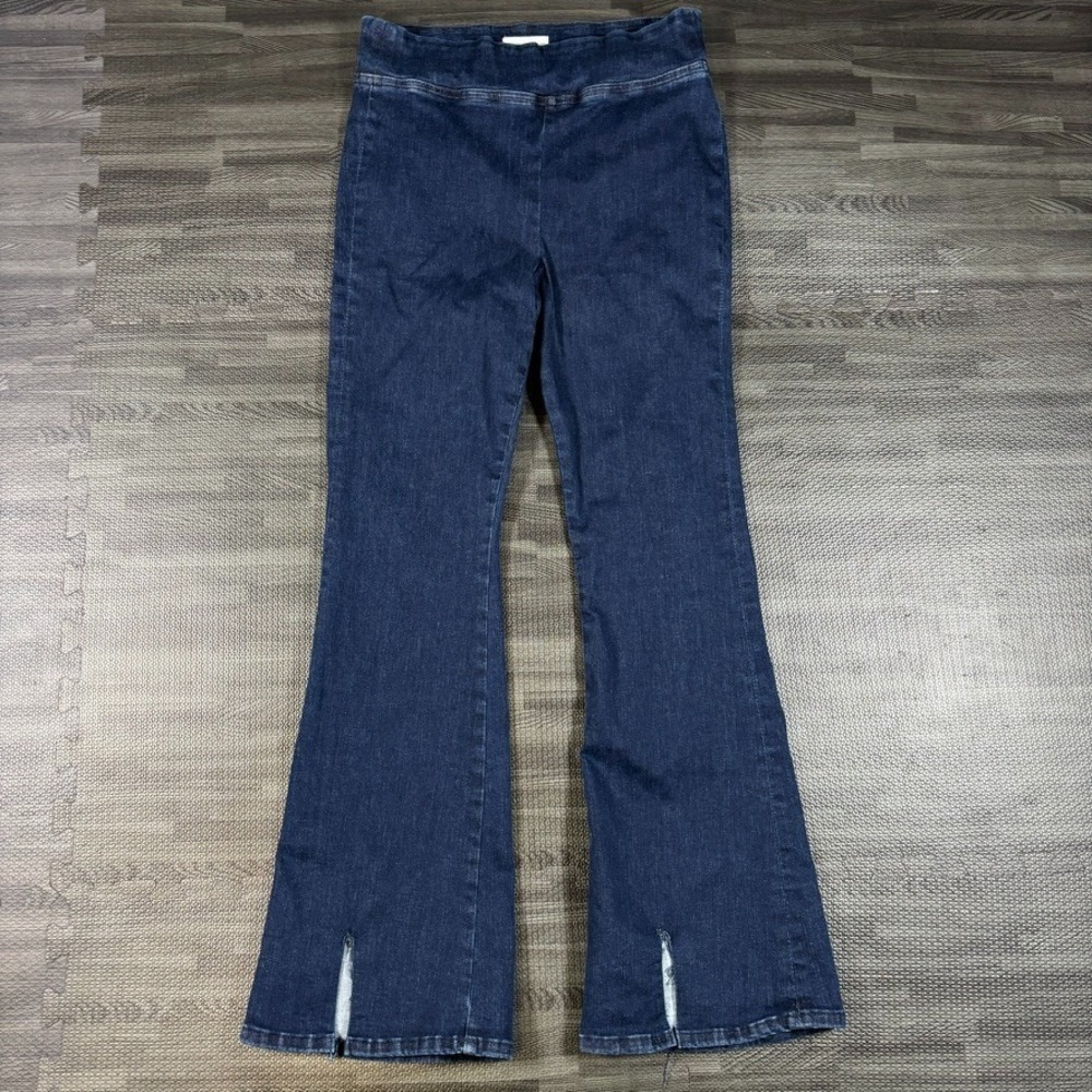 FRAME The Jet Set Flare Pull On Jeans Womens Size 2 Blue Slit-Hem Stretch